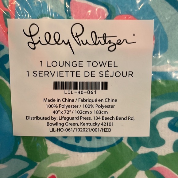 Lilly Pulitzer Lounge Towel Oversized Floral Pink Blue Beach Blanket Picnic NWT - Picture 5 of 8